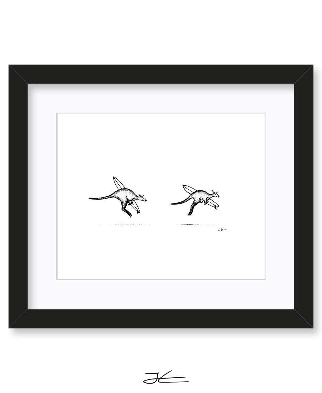 Inktober Kangaroos - Print/ Framed Print