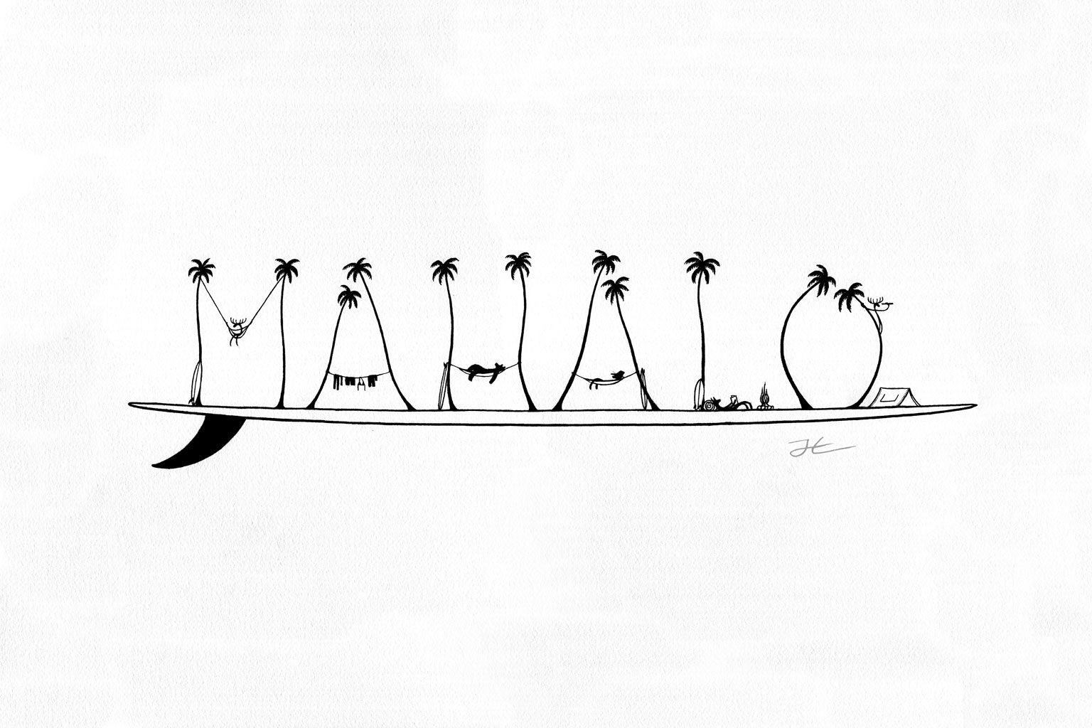 Mahalo. Original signed illustration - SOLD OUT