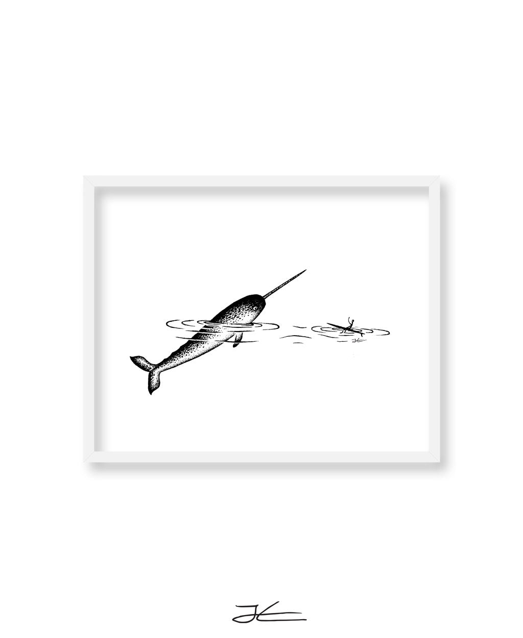Inktober Narwhal - Print/ Framed Print