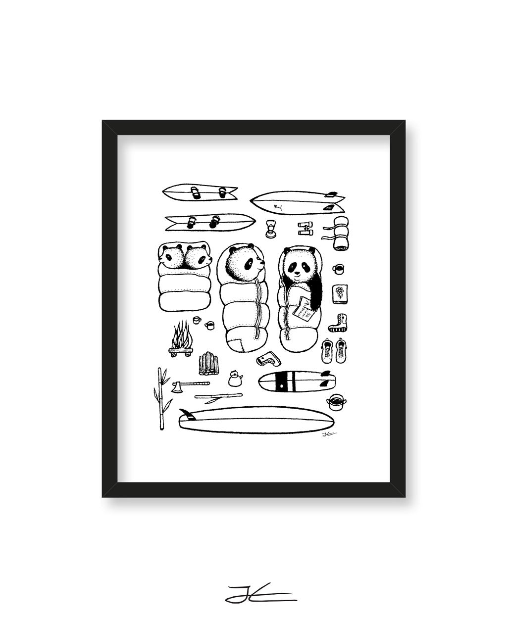 Panda Surf Trip - Print/ Framed Print