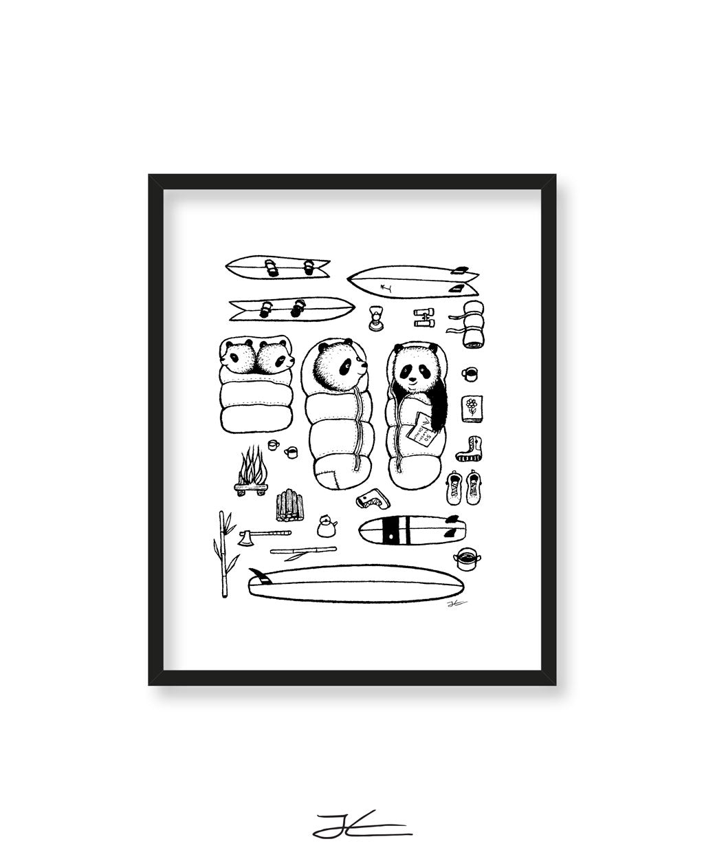 Panda Surf Trip - Print/ Framed Print