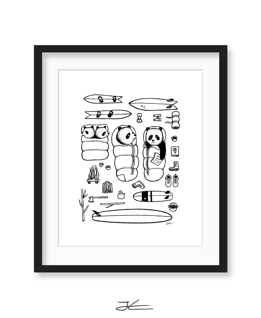 Panda Surf Trip - Print/ Framed Print