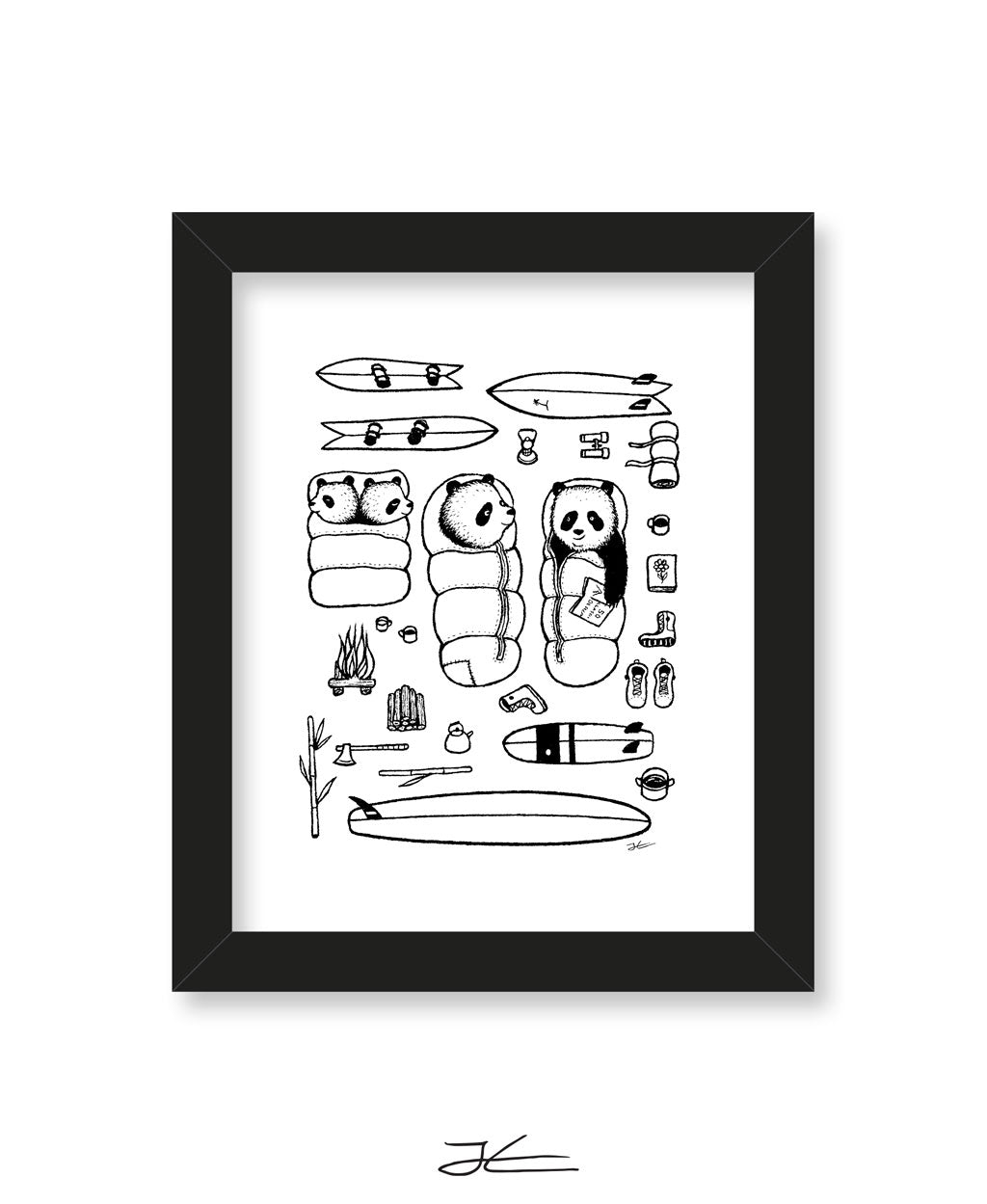 Panda Surf Trip - Print/ Framed Print