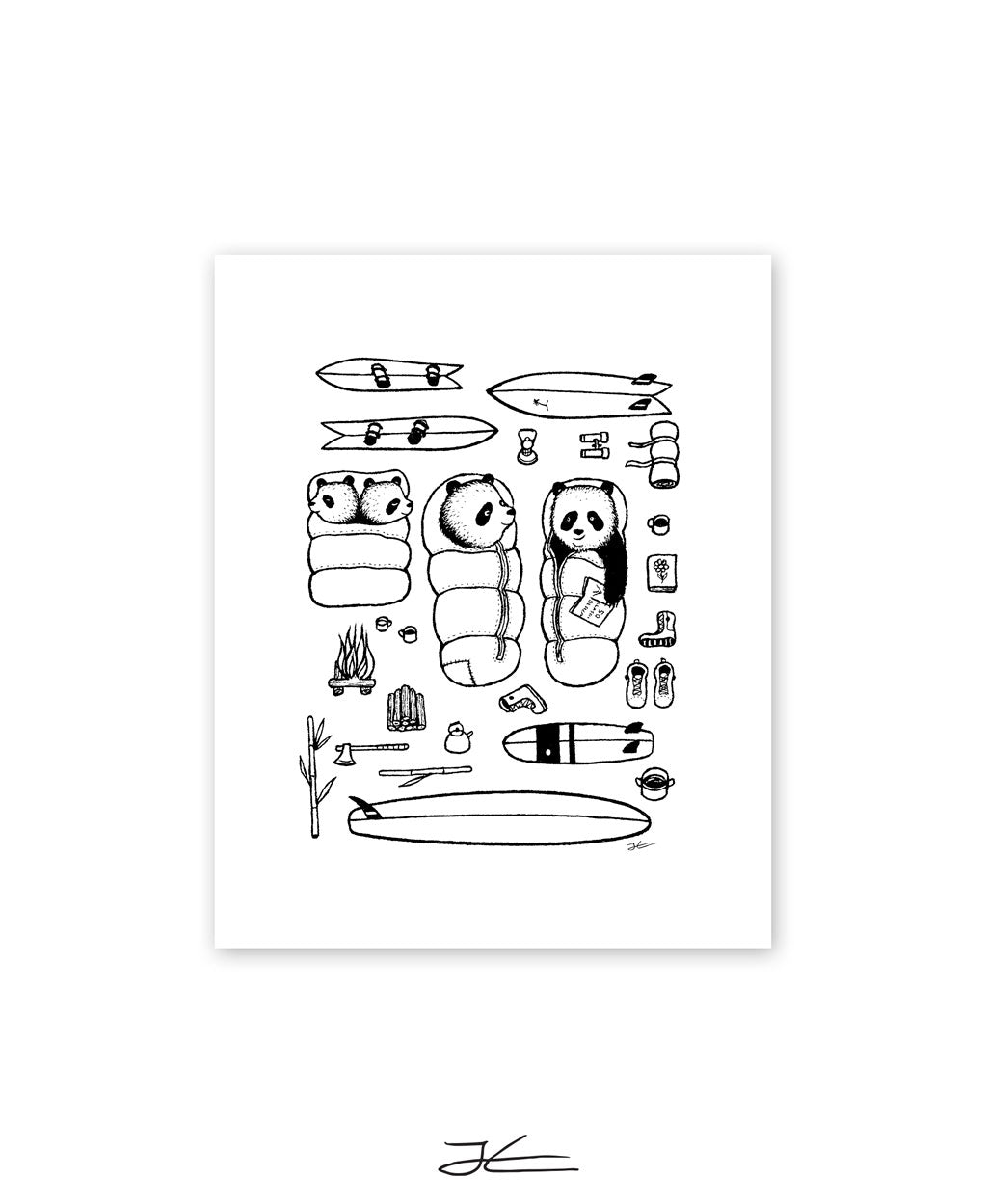 Panda Surf Trip - Print/ Framed Print