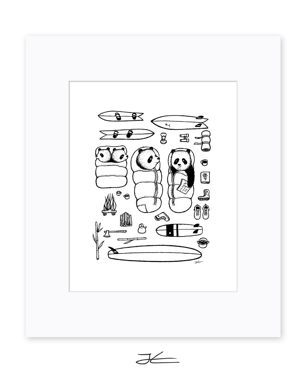 Panda Surf Trip - Print/ Framed Print