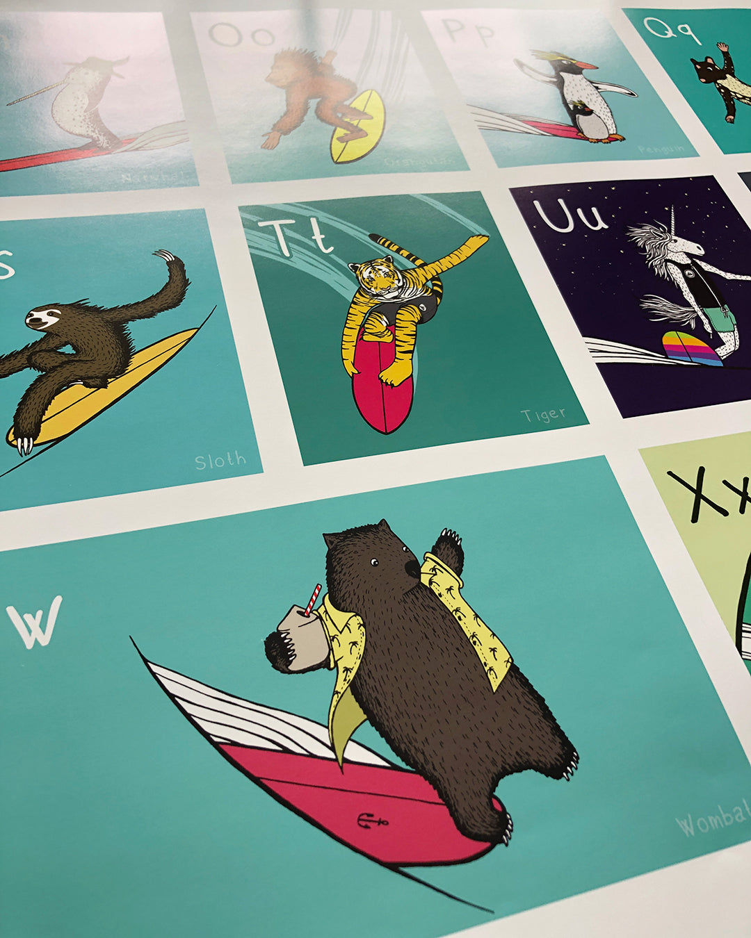 The Surfing Animals ABC Poster - 24x36" (61x91cm)
