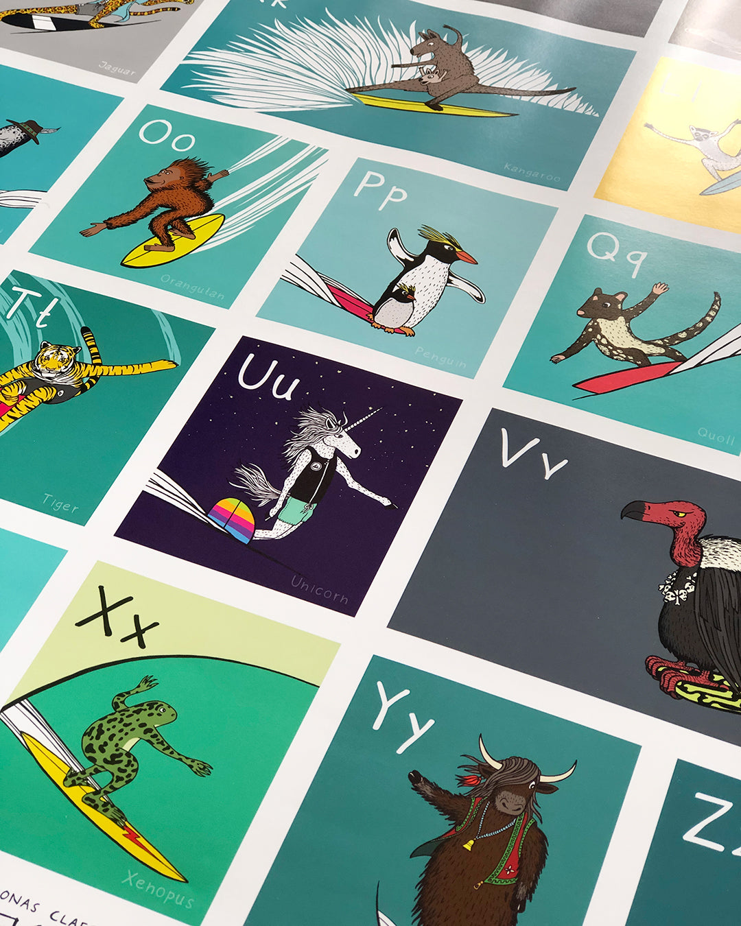 The Surfing Animals ABC Poster - 24x36" (61x91cm)