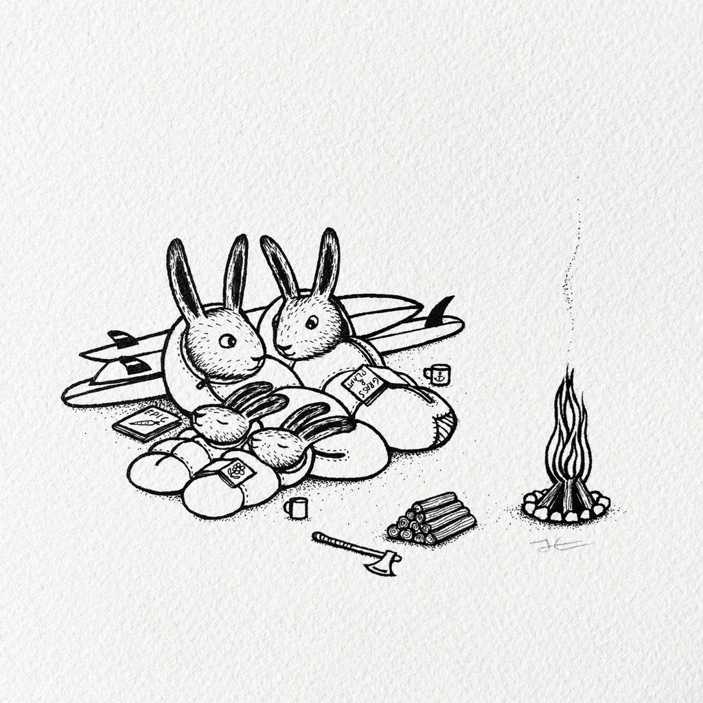 
                  
                    Rabbit Family Surf Trip. Original illustration - SOLD OUT
                  
                