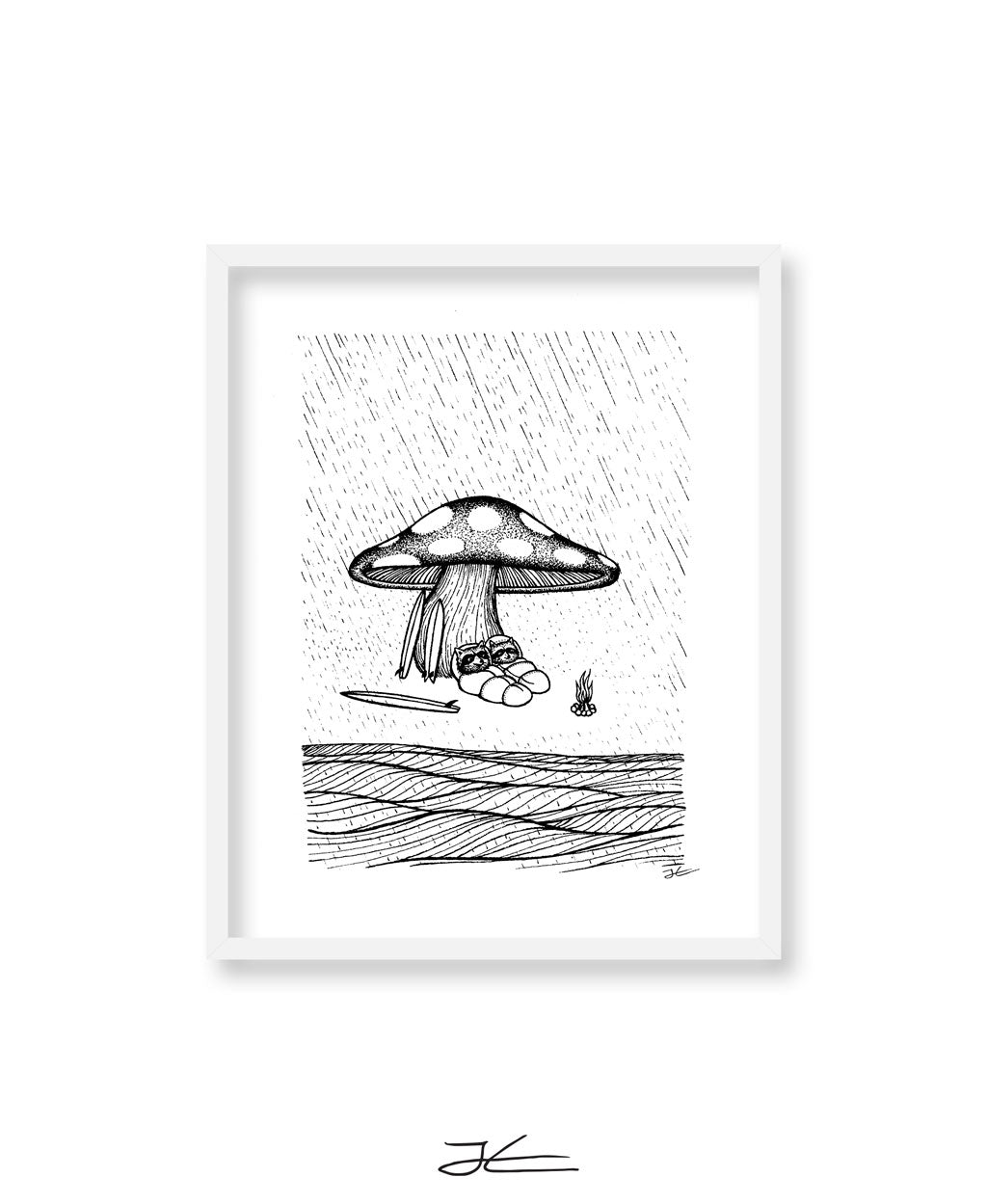 Inktober Raccoon - Print/ Framed Print