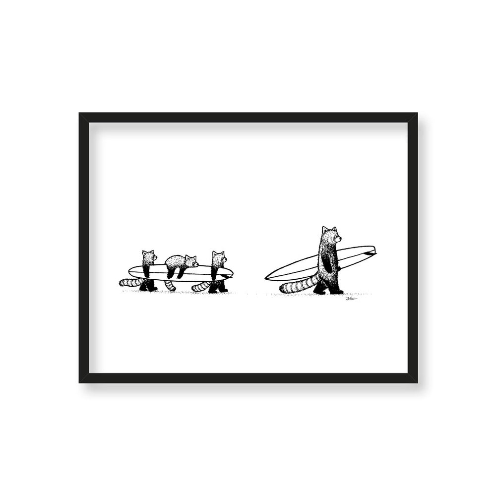 
                  
                    Red Panda Family Surf - Print/ Framed Print
                  
                