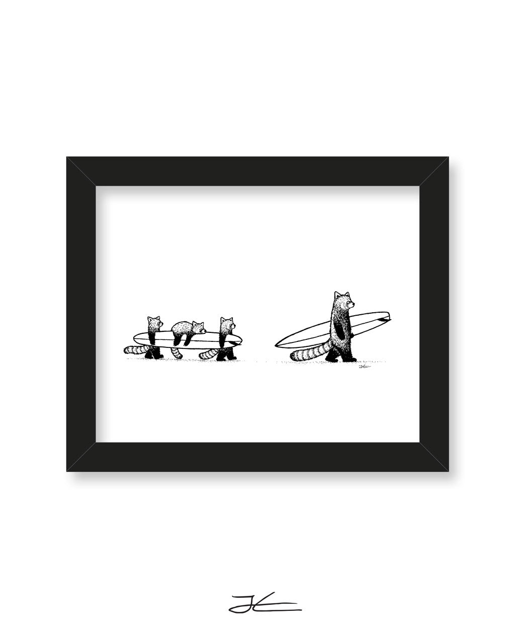 
                  
                    Red Panda Family Surf - Print/ Framed Print
                  
                