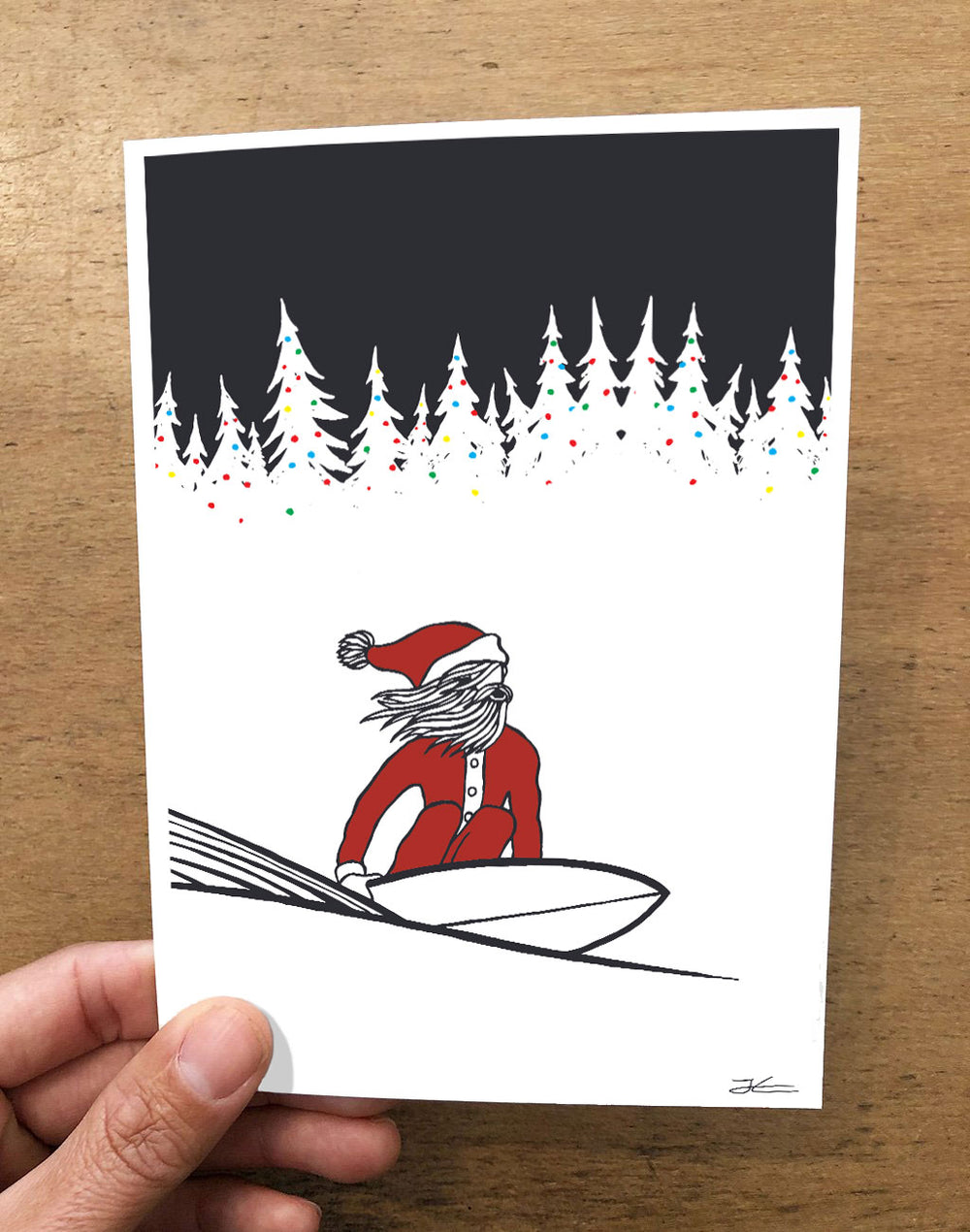 Surfing Santa Folded Card Pack