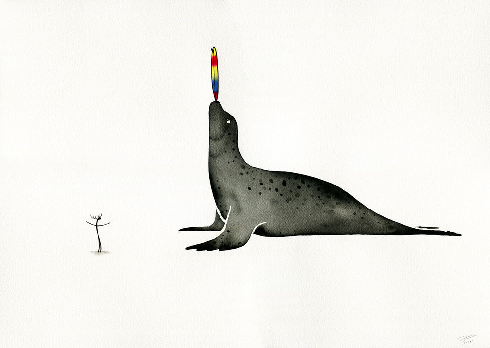 Seal Trick. Original signed illustration - SOLD OUT