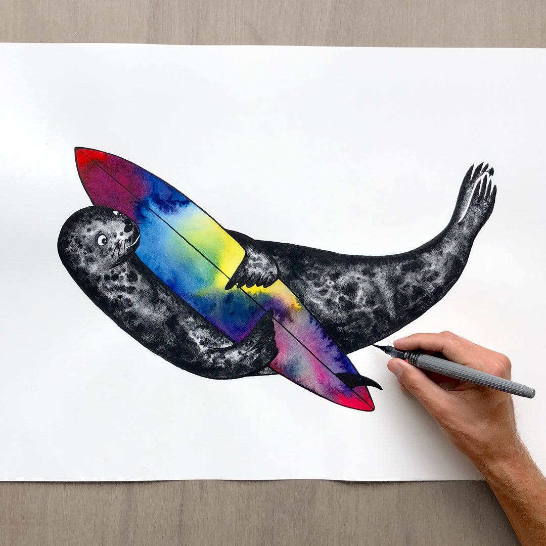 Surfboard Love. Original signed illustration – Jonas Claesson Shop