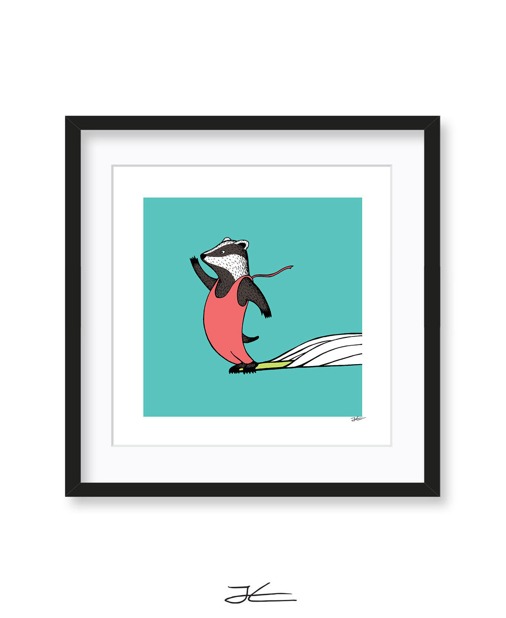 Surfing Badger - Print/ Framed Print