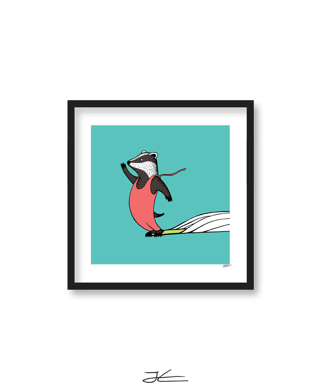 Surfing Badger - Print/ Framed Print