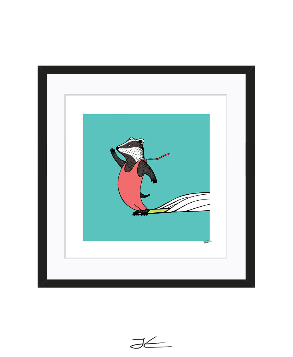 Surfing Badger - Print/ Framed Print