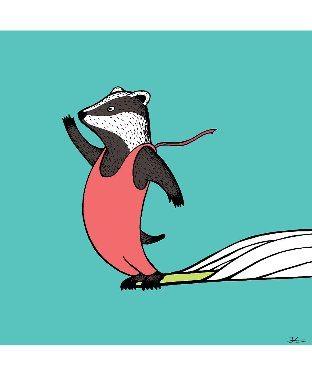 Surfing Badger - Print/ Framed Print