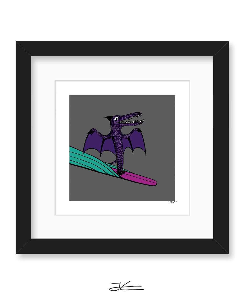 Surfing Dinosaur - Print/ Framed Print