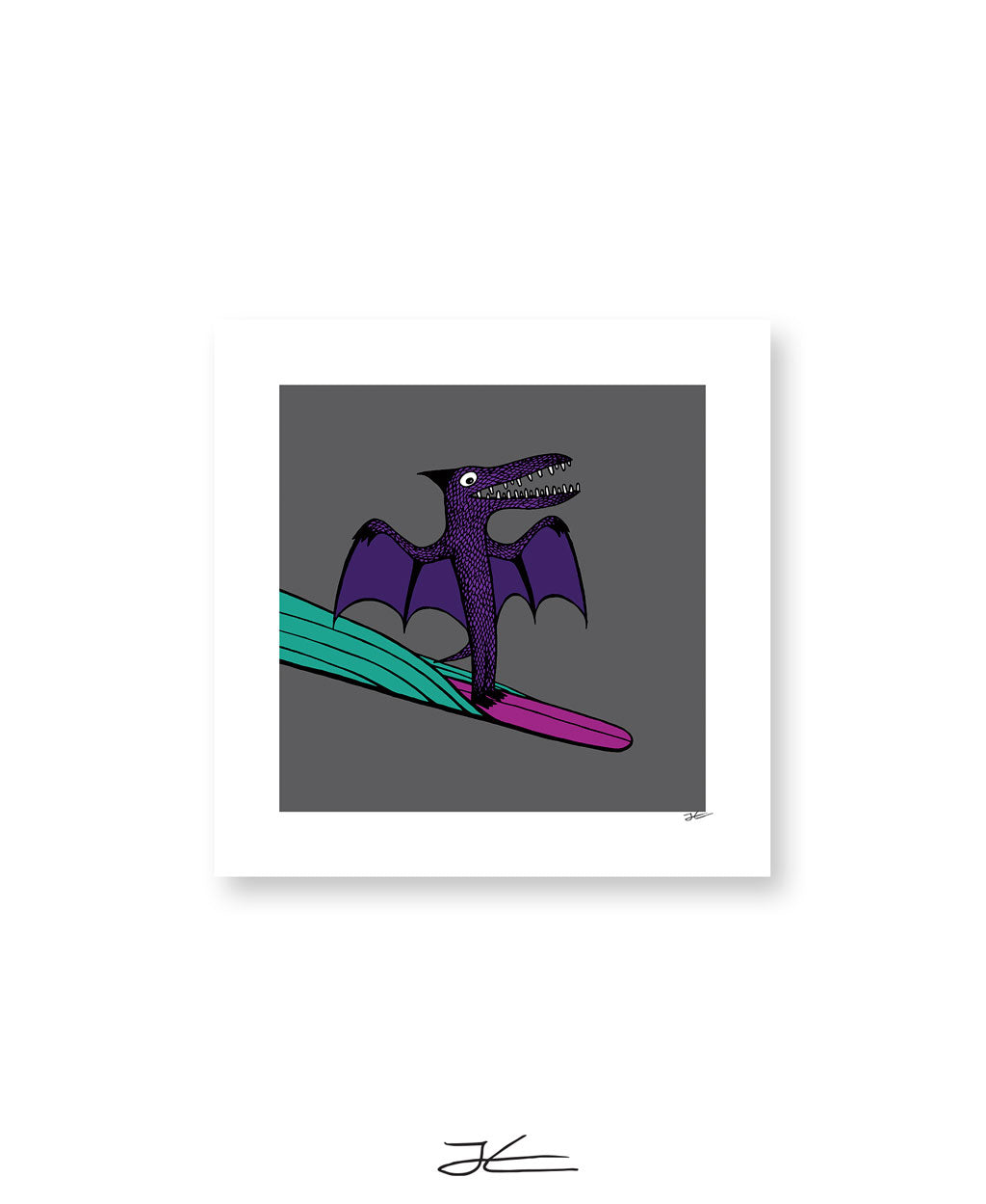 Surfing Dinosaur - Print/ Framed Print