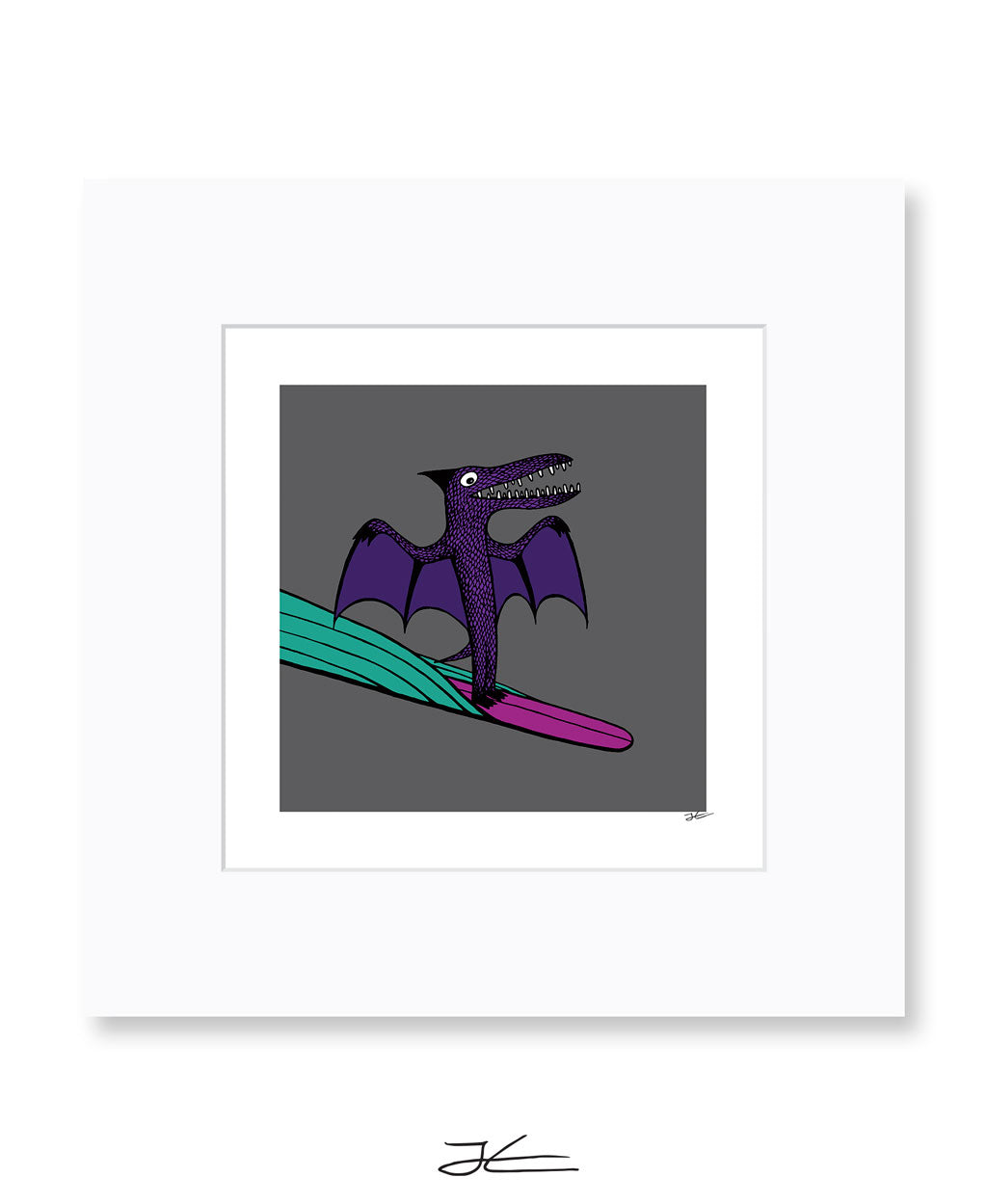 Surfing Dinosaur - Print/ Framed Print