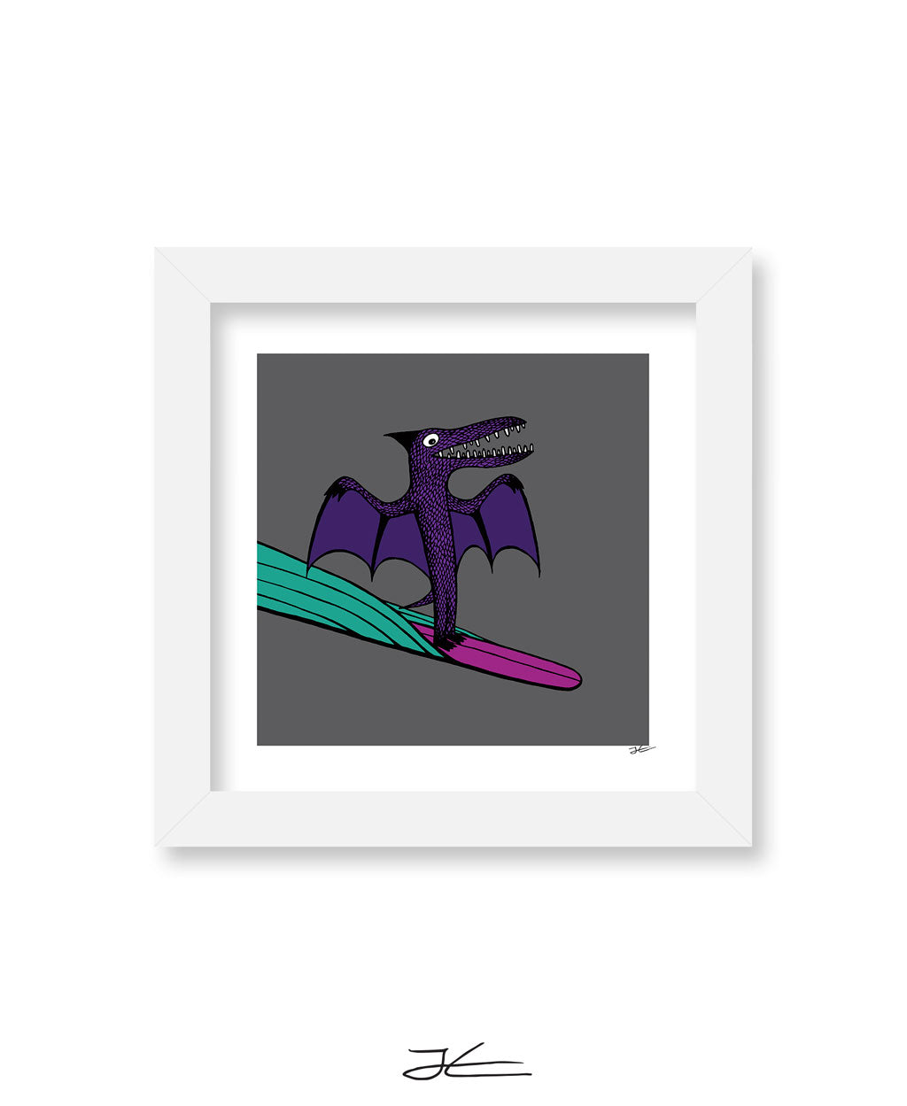 Surfing Dinosaur - Print/ Framed Print