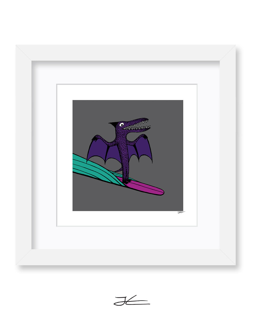 Surfing Dinosaur - Print/ Framed Print