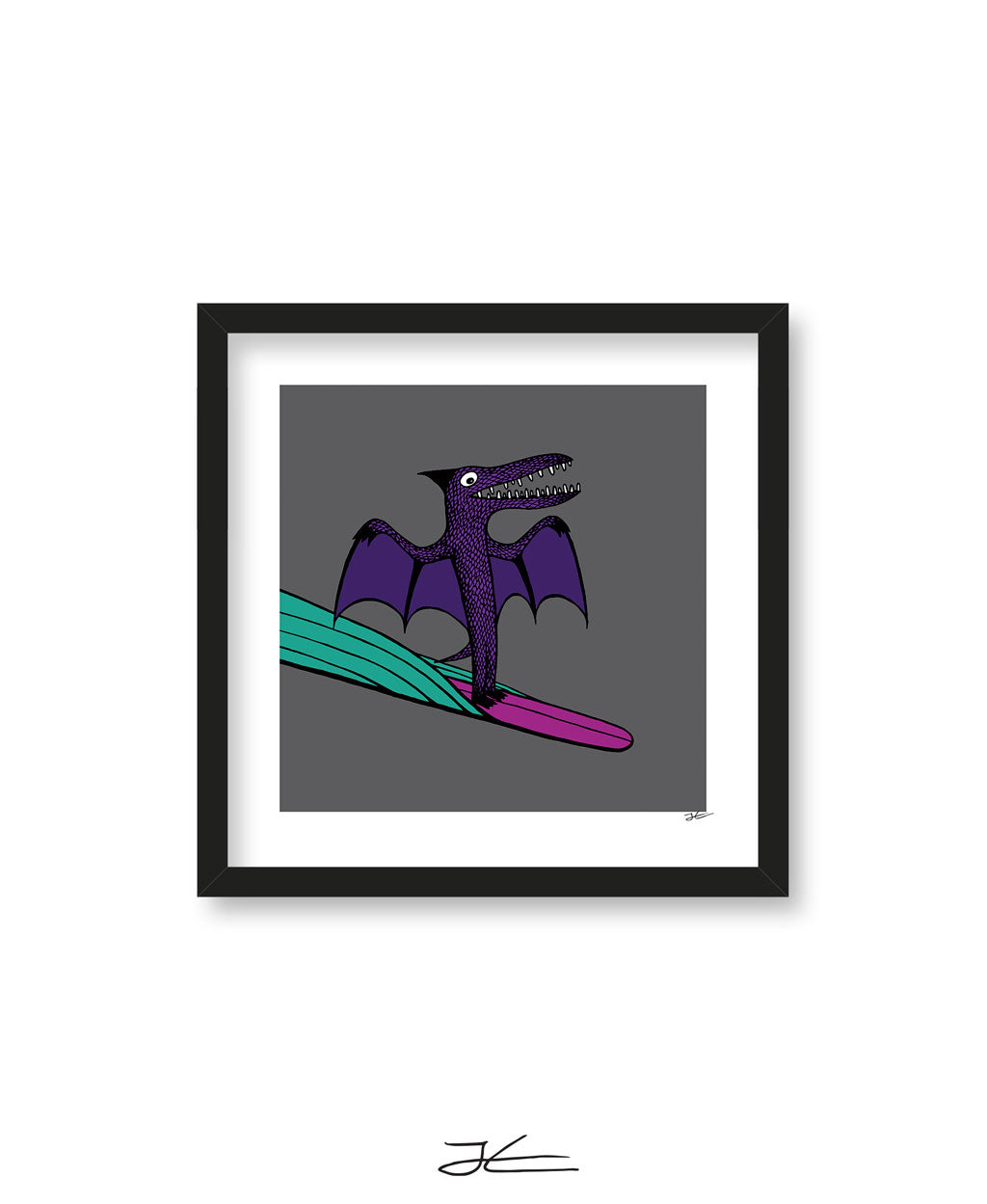 Surfing Dinosaur - Print/ Framed Print