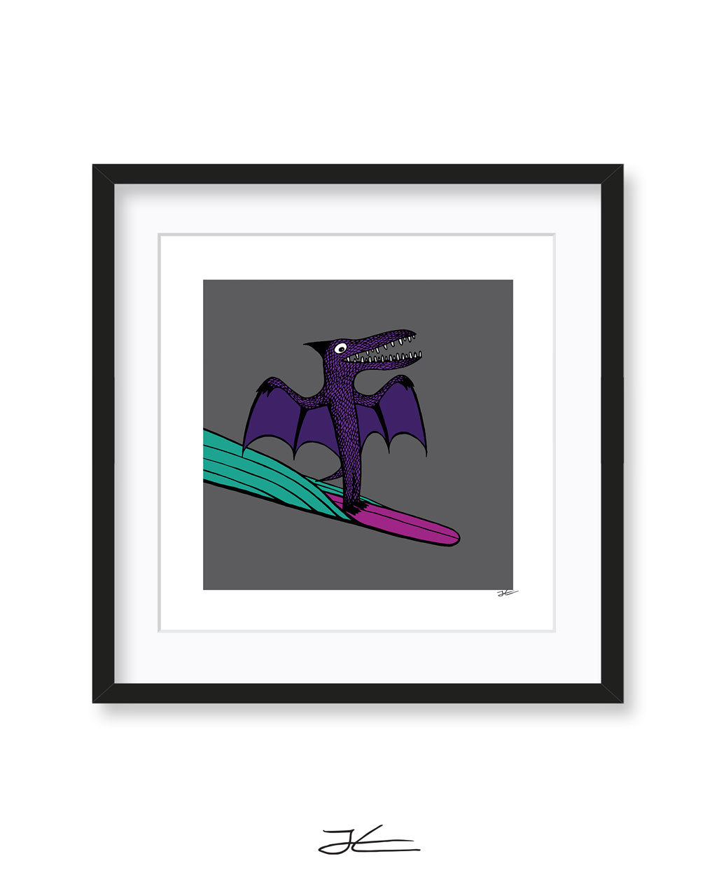 Surfing Dinosaur - Print/ Framed Print