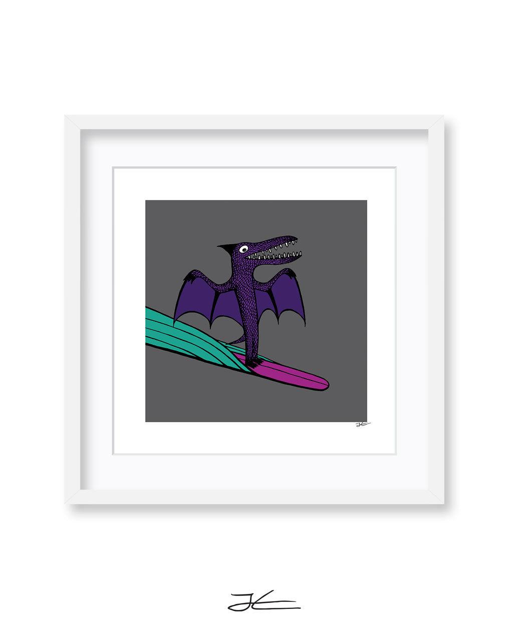 Surfing Dinosaur - Print/ Framed Print