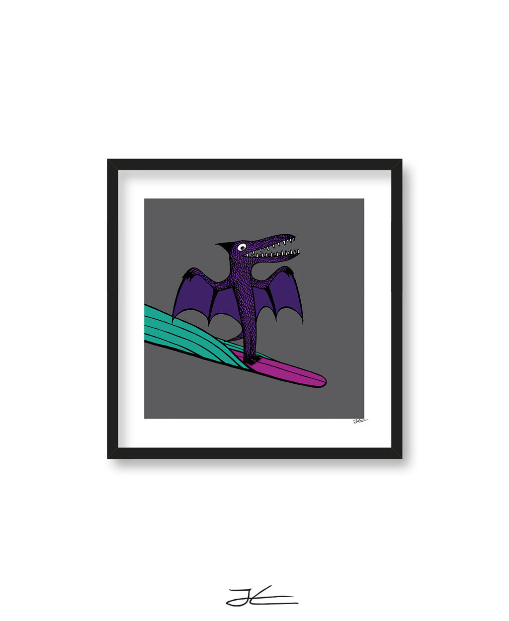 Surfing Dinosaur - Print/ Framed Print