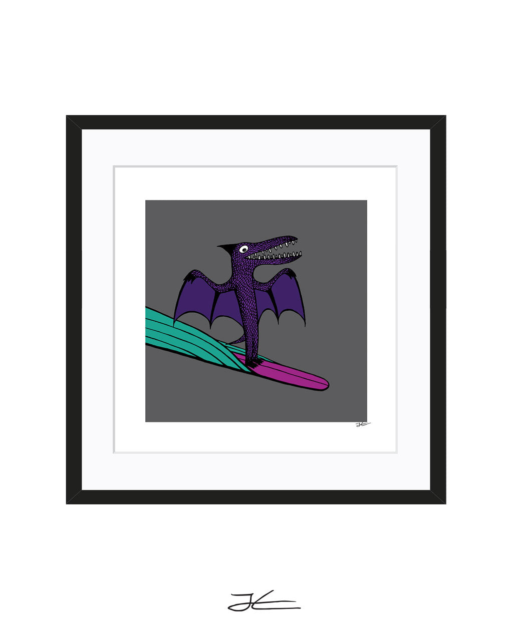 Surfing Dinosaur - Print/ Framed Print