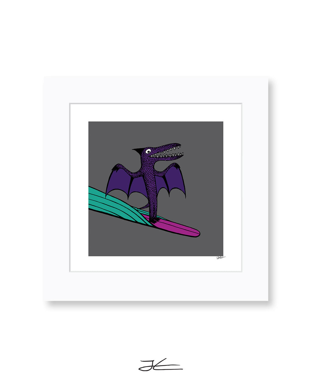 Surfing Dinosaur - Print/ Framed Print