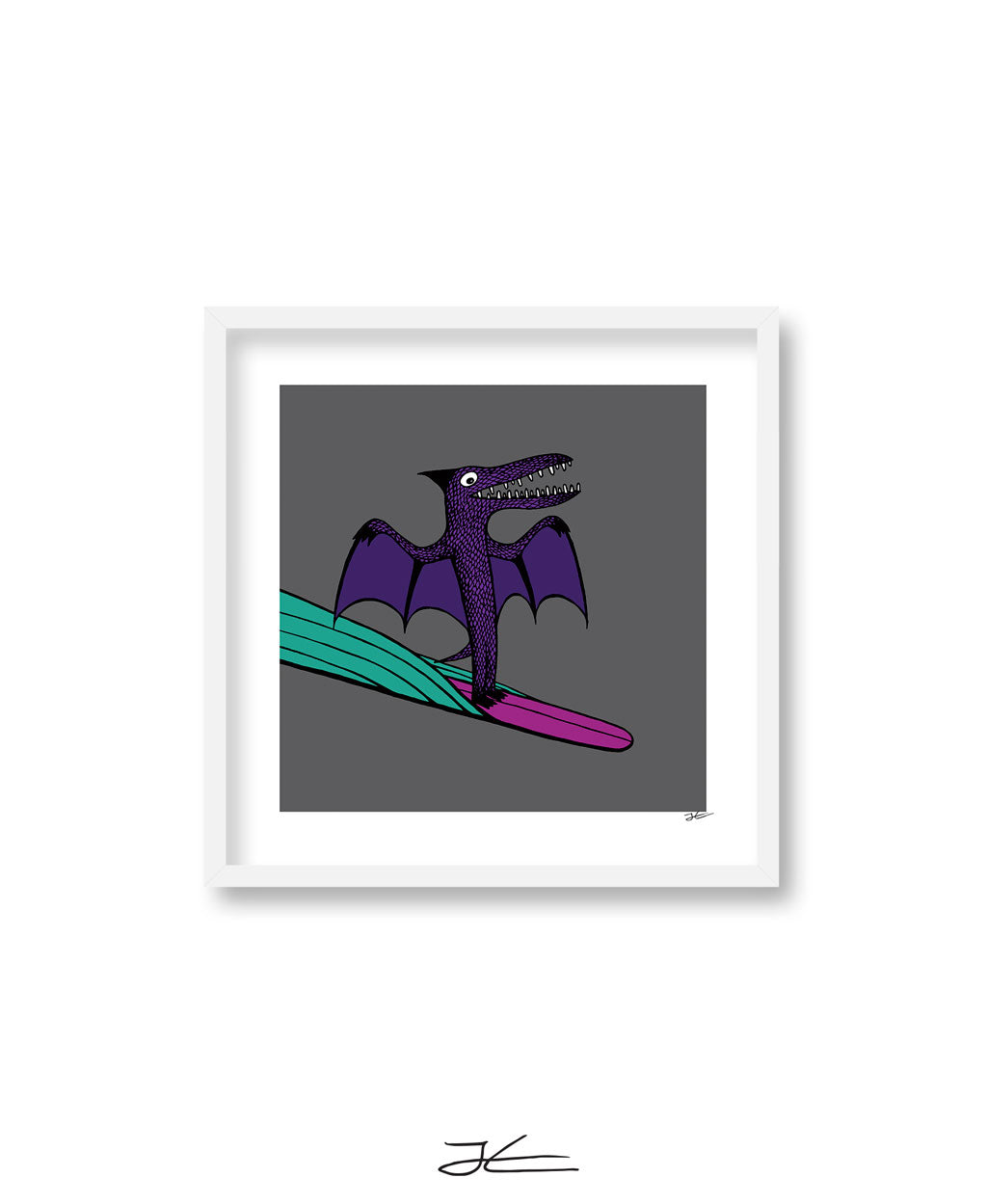 Surfing Dinosaur - Print/ Framed Print