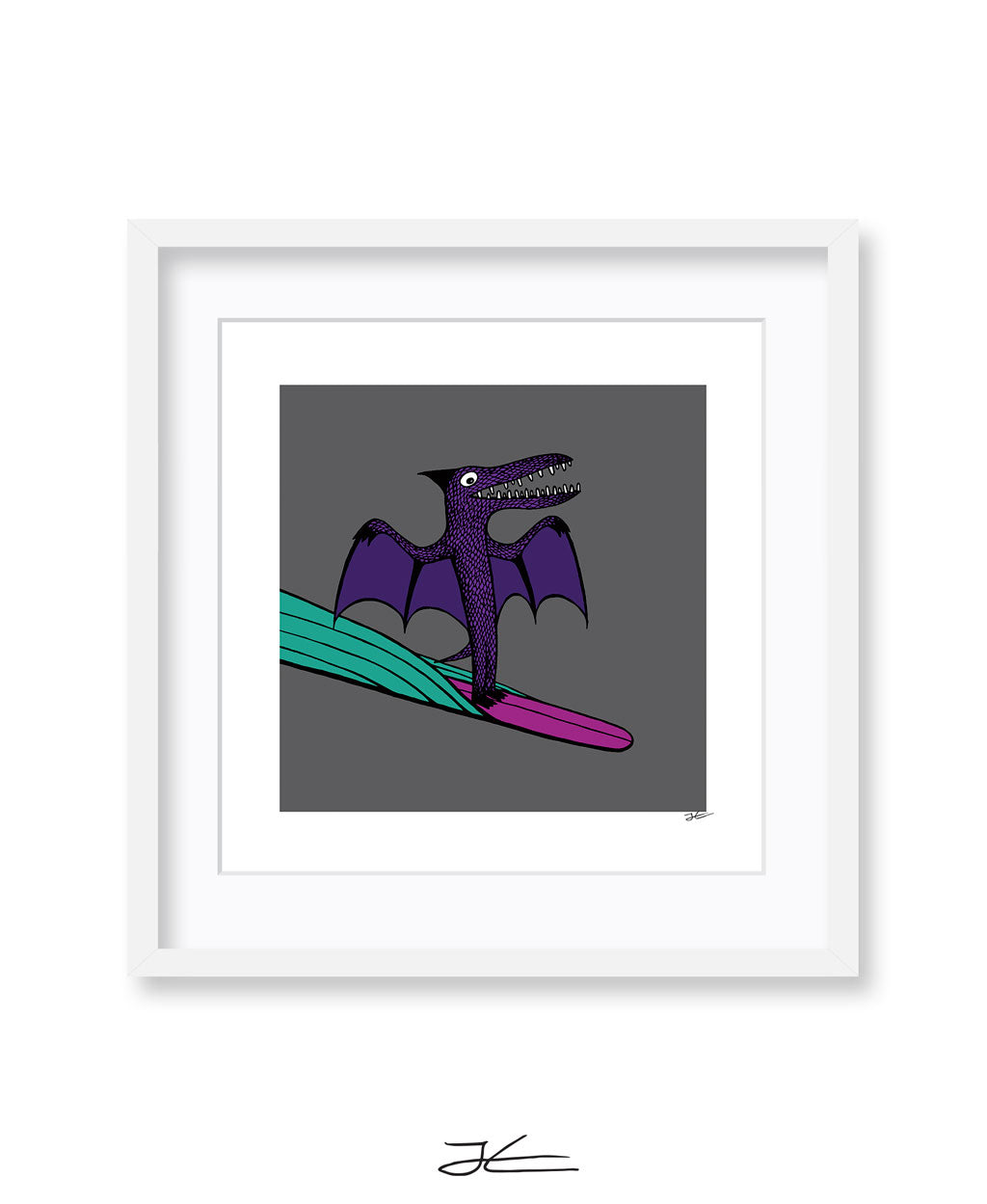 Surfing Dinosaur - Print/ Framed Print