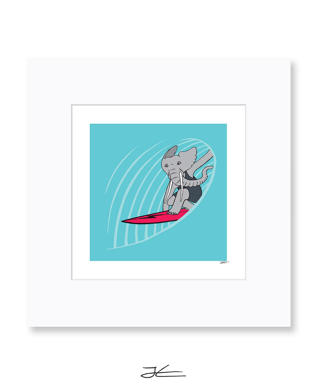 Surfing Elephant - Print/ Framed Print