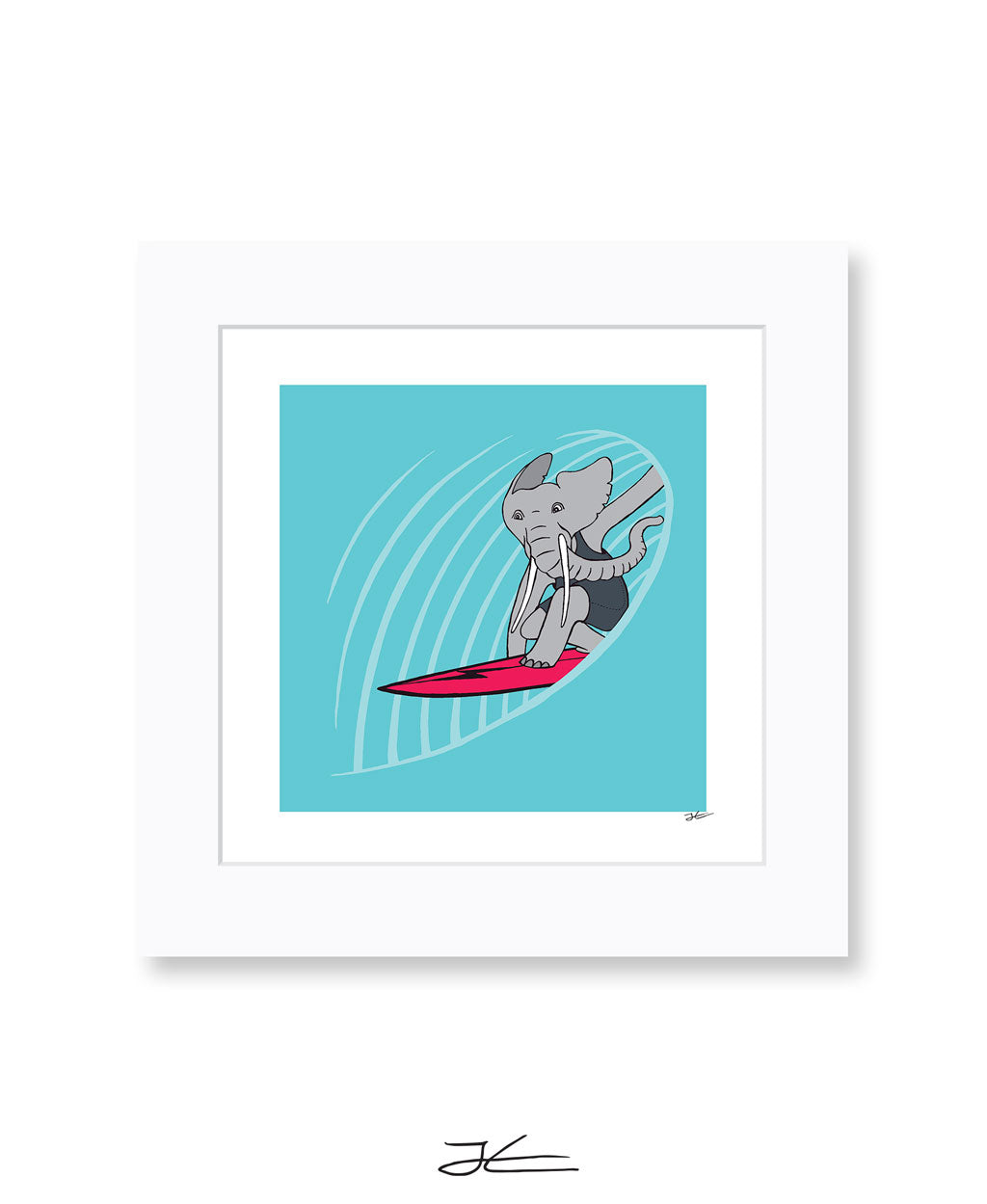Surfing-Elephant-16x16-Art-