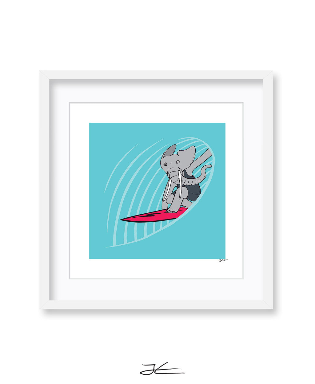 Surfing Elephant - Print/ Framed Print