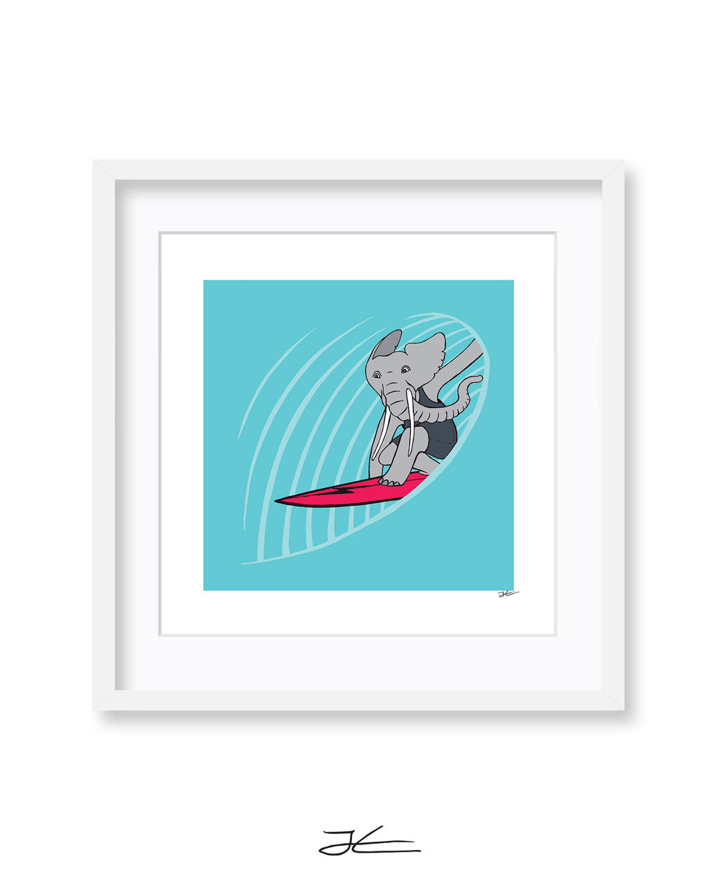 Surfing Elephant - Print/ Framed Print