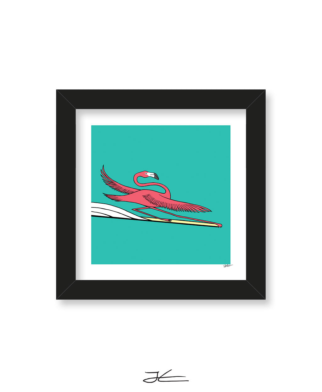 Surfing Flamingo - Print/ Framed Print