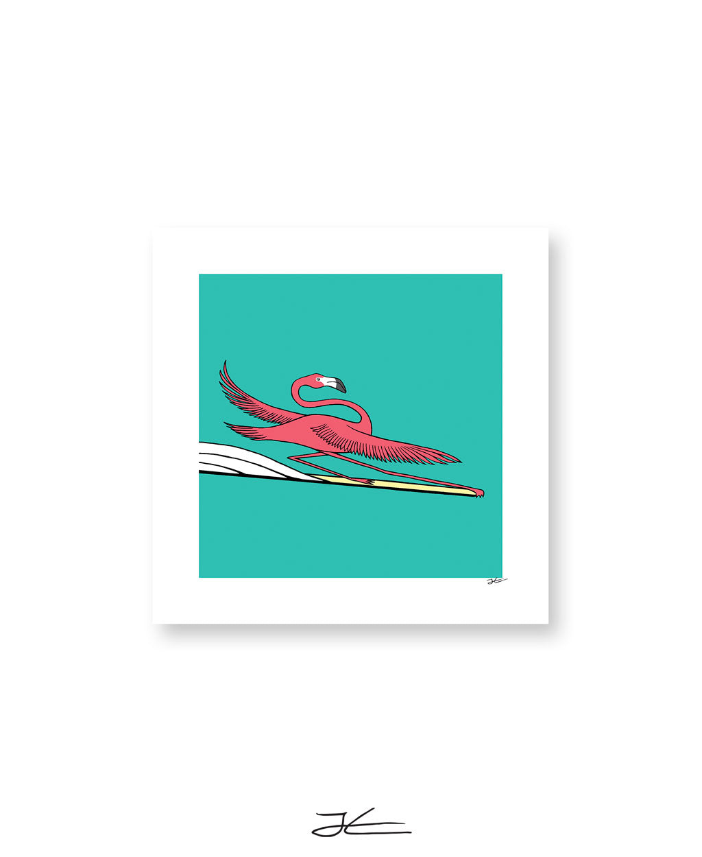 Surfing Flamingo - Print/ Framed Print