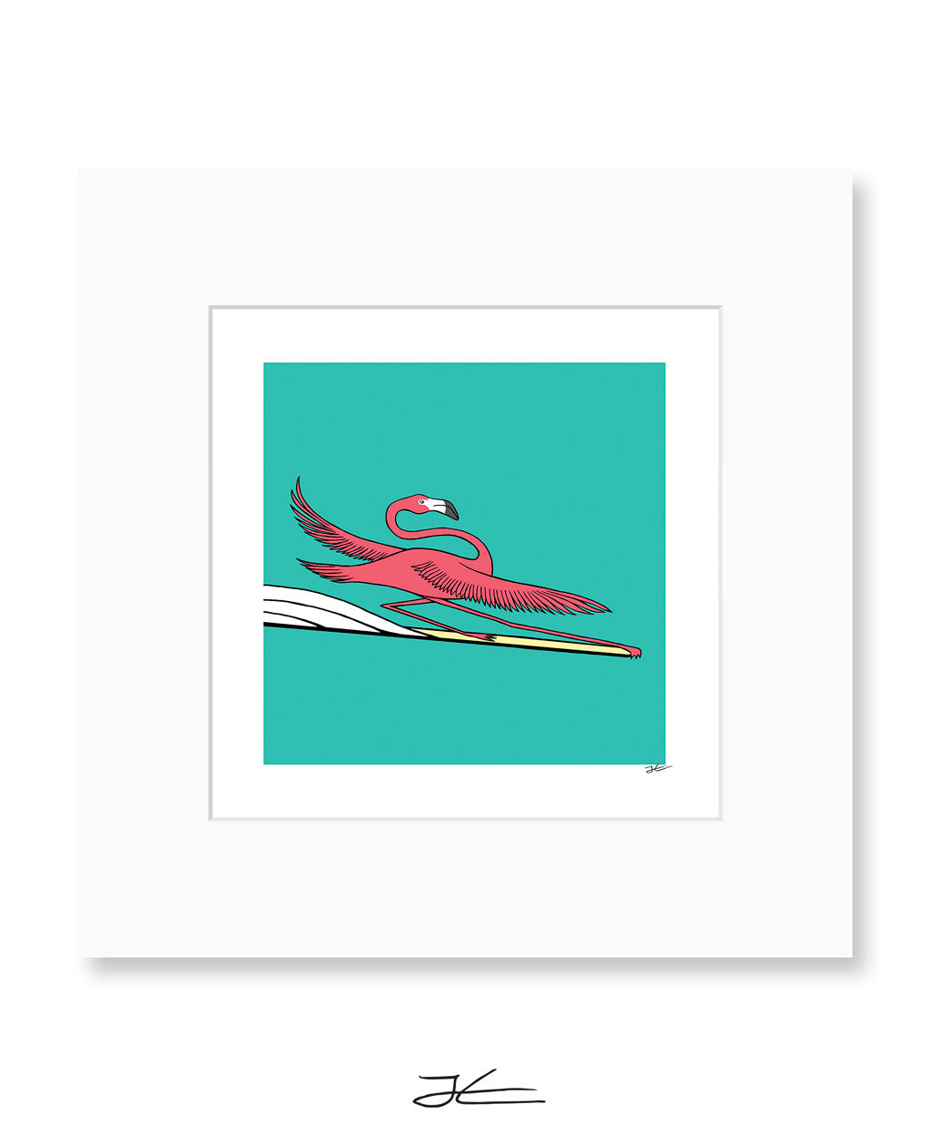 Surfing Flamingo - Print/ Framed Print