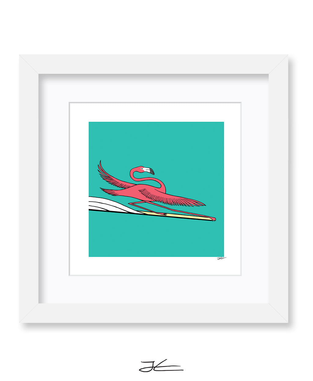 Surfing Flamingo - Print/ Framed Print