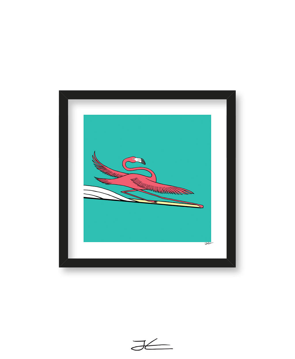 Surfing Flamingo - Print/ Framed Print