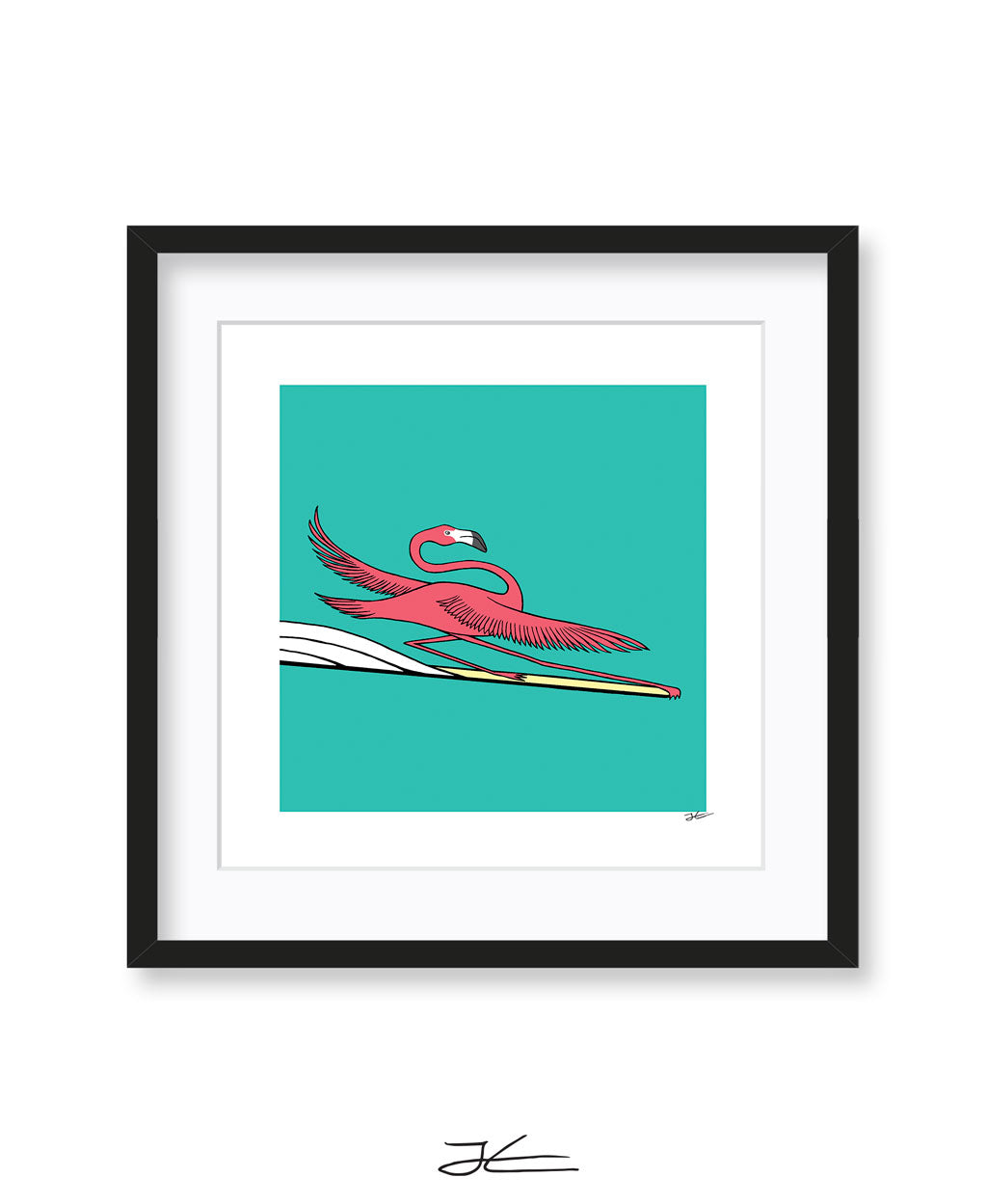 Surfing Flamingo - Print/ Framed Print