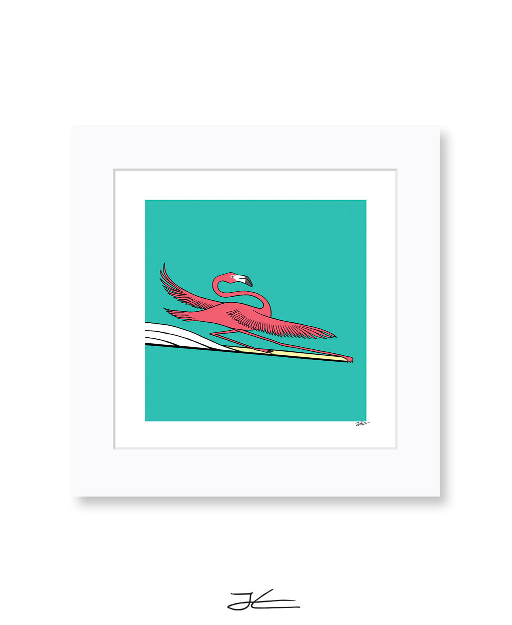 Surfing Flamingo - Print/ Framed Print