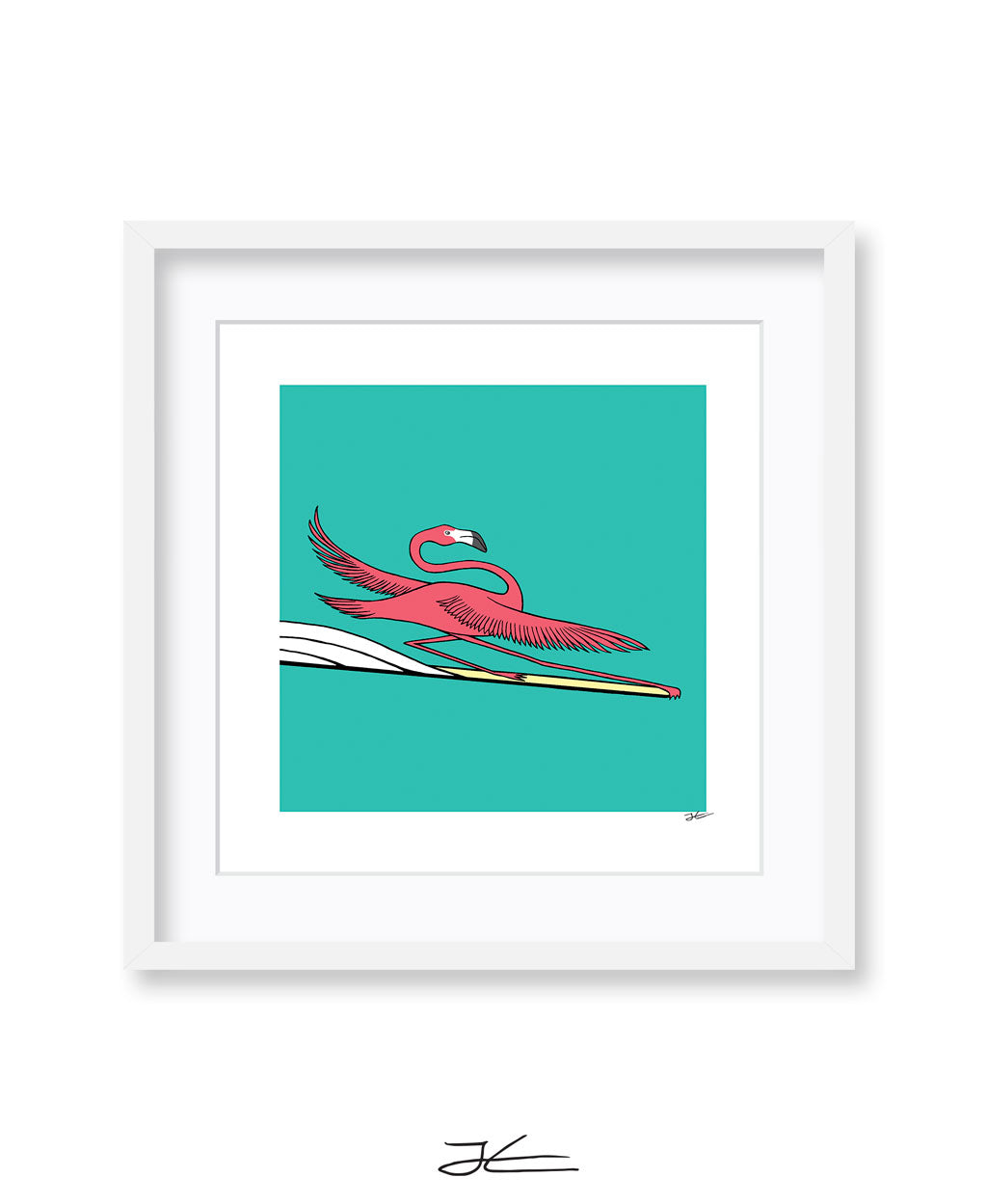 Surfing Flamingo - Print/ Framed Print