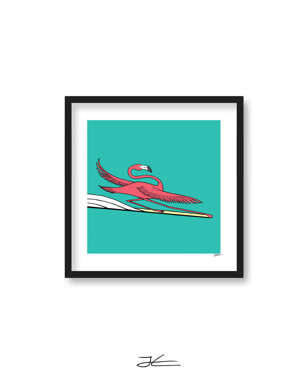 Surfing Flamingo - Print/ Framed Print