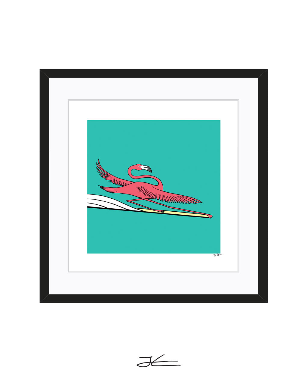 Surfing Flamingo - Print/ Framed Print