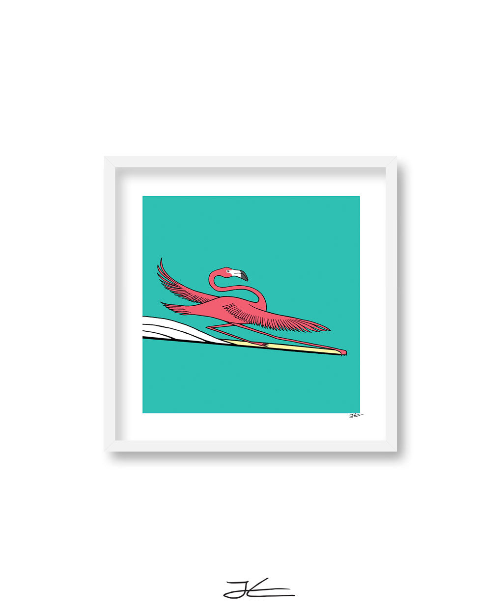 Surfing Flamingo - Print/ Framed Print